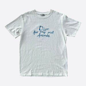 Dior White & Blue " for my real friends" Embroidered Logo T-Shirt